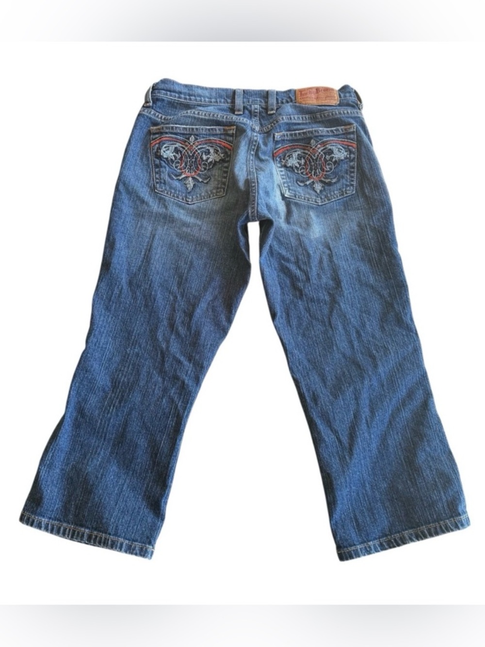 LUCKY BRAND EMBROIDERED CLASSIC FIT CROP JEANS SIZE 4 Y2K BOHEMIAN DENIM CAPRI